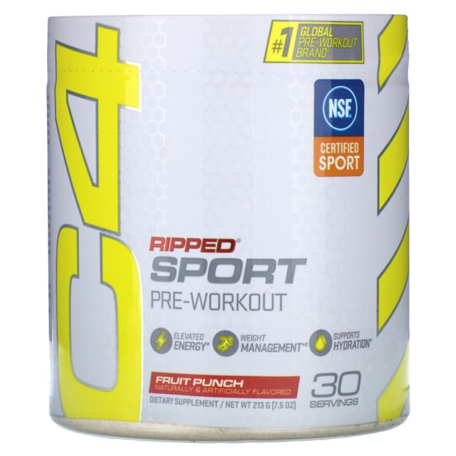 C4 Ripped Sport Pre Workout Powder Fruit Punch NSF Certified for