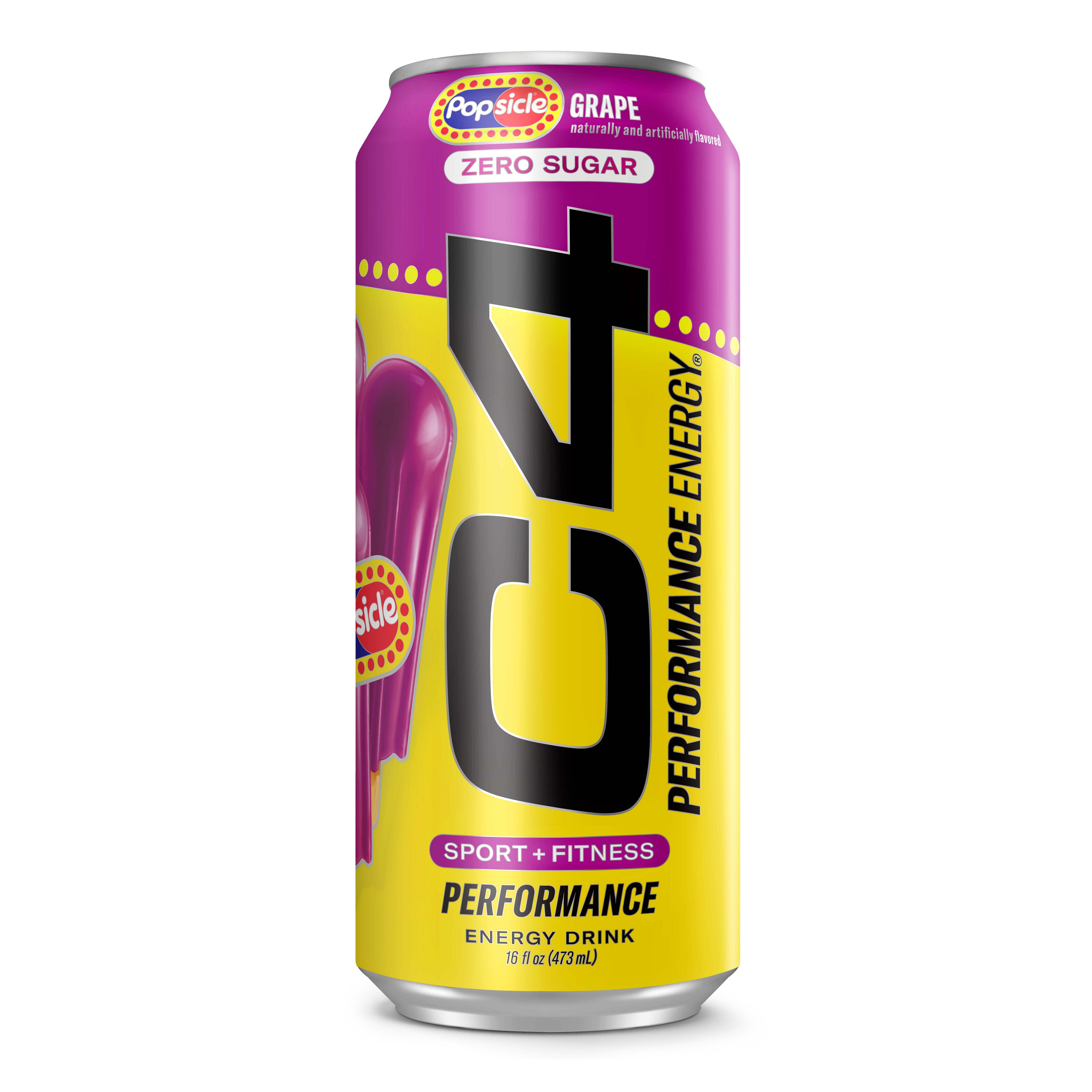 C4 Zero Sugar Performance Energy Drink - Grape Popsicle - 16 oz