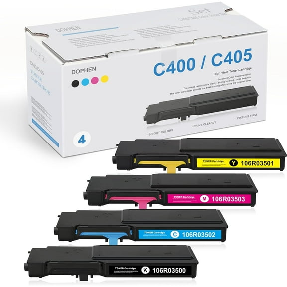 C400/C405 Black, Cyan, Magenta, Yellow Toner Cartridge (4Pack) - 106R03500 106R03502 106R03503 106R03501 Toner Replacement for Xerox C400 C405 Printe