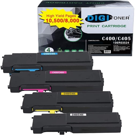 C400 C405 High Yield Toner Cartridge Replacement for Xerox C400 C405 106R03524 106R03525 106R03526 106R03527 Toner Cartridge for Xerox VersaLink C400 C405 C400DN C405DN Printers (4-Pack )