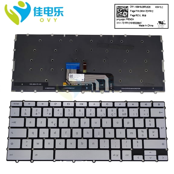 C434 US English French azerty Keyboard Backlit For Chromebook Flip C434TA E10013 Keyboards Silver Keycaps 0KN1-AA1US12