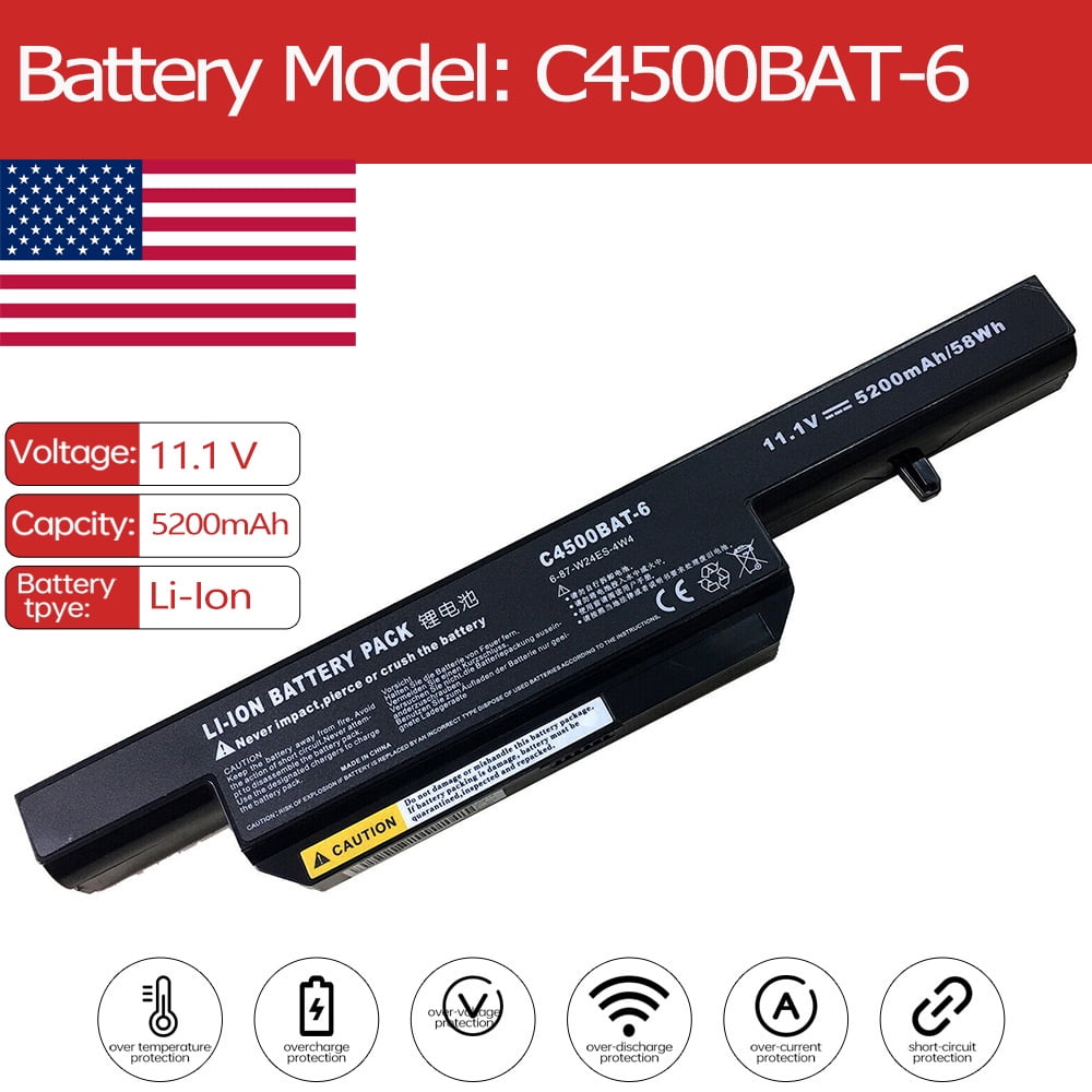 Batteria 11.1V 5200mAh Per Clevo C4500 E Simili: Sostitutiva C4500BAT-6 Per Notebook Clevo, Schenker, XMG - 5