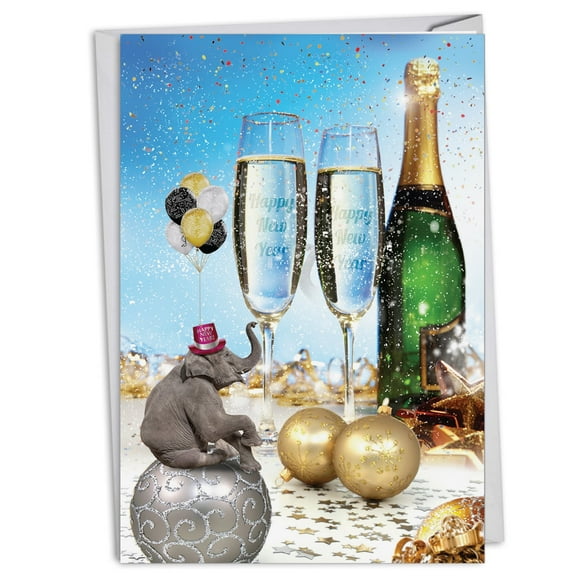 C4642NYG Humor New Year Greeting Card 'Elephantasy New Year' with Envelope by NobleWorks