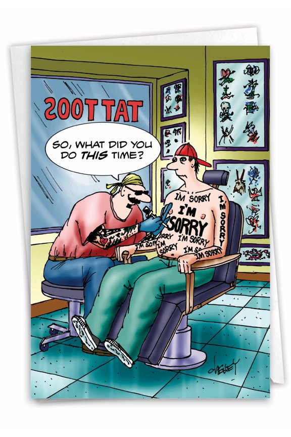C4861SRG Funny Sorry Greeting Card 'Sorry Tattoos' with Envelope by NobleWorks