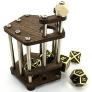 C4Labs Dice Jail | Metal Bars | Cage for Bad Dice | Prison | Dnd | Fits Full Set of Dice Walnut
