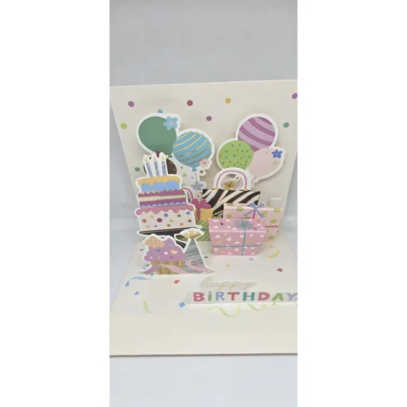 C5-C : 3D Pop Up Colorful Balloons And Presents Birthday Card
