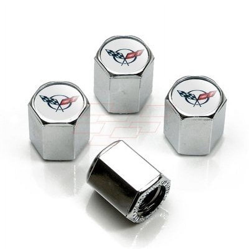 Set Of 4 Corvette-Style Valve Stem Caps – Spinner / Rally Wheel Hub Trim Covers