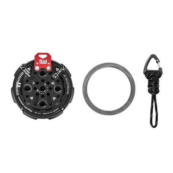 C5 Magnetic Mobile Phone Base with 1/4Inch Screw Hole Compatible with Magic Arm, Bracket, and Tripod Mounts,1 * C5 Magnetic mobile phone Base 1 * Magnetic ring 1 * Parachute cord,Black