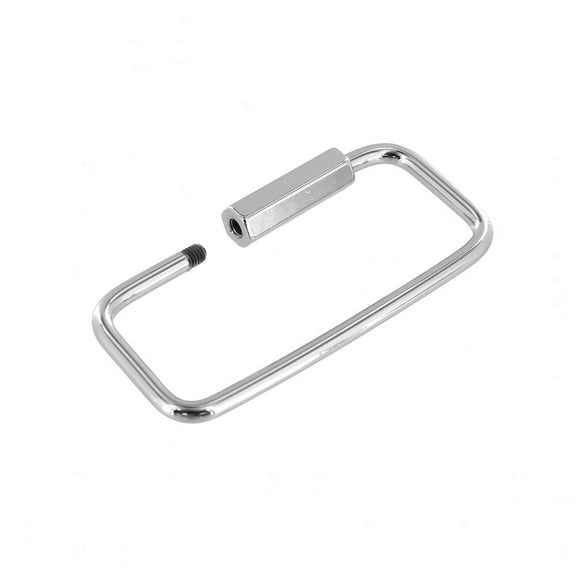 C5205 2-1/8" Nickel Plate, Rectangle Key Ring w/ Spring, Solid Brass-LL