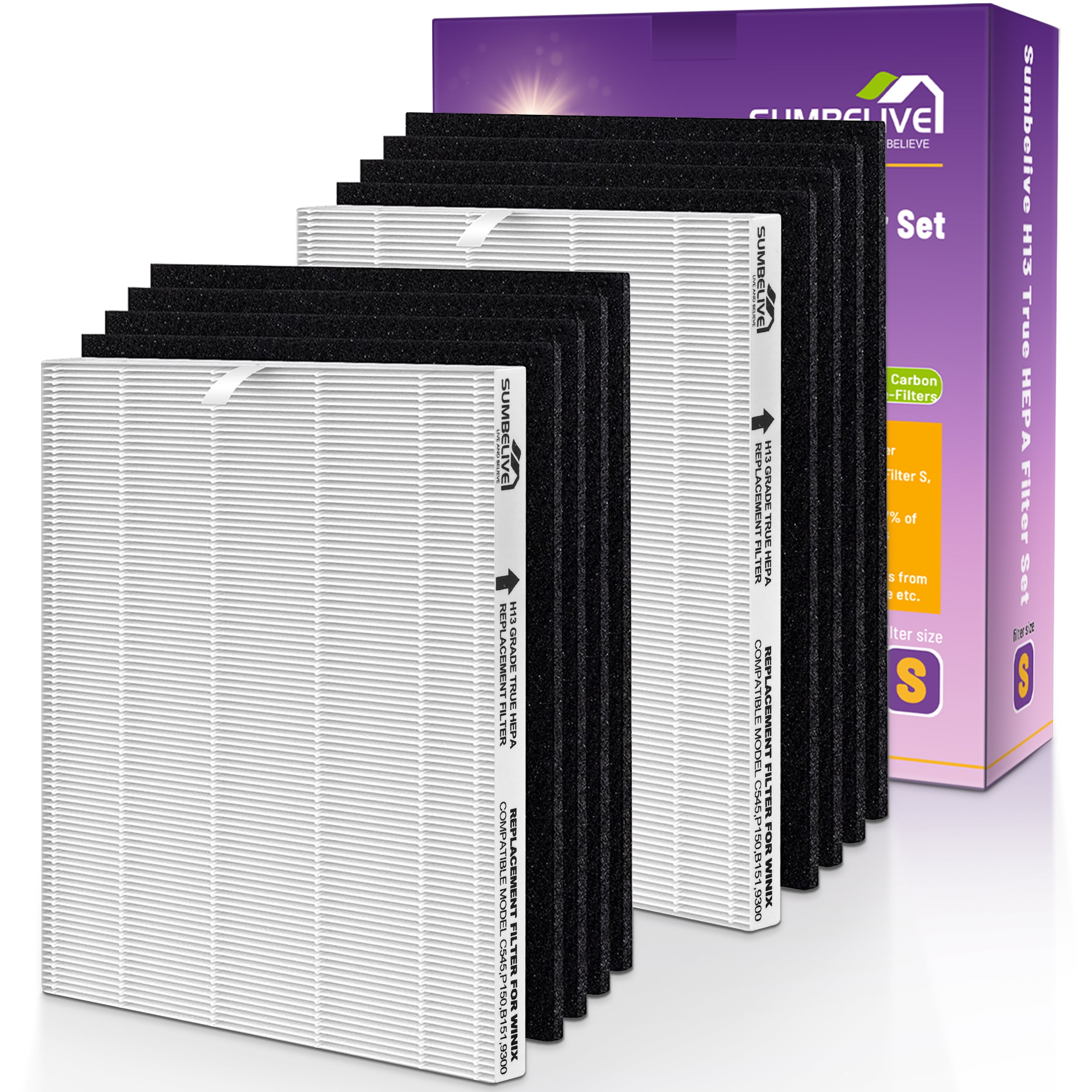 Winix C545 Replacement Filter Set, 2 True HEPA + 8 Activated Carbon