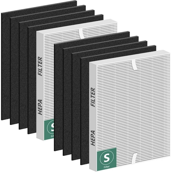 C545 Replacement Filter S Compatible with Winix C545 Air Purifier, 2 Pack H13 True High Efficiency Filter and 8 Pack Activated Carbon Filters, Replace Part # 1712-0096-00 and 2522-0058-00