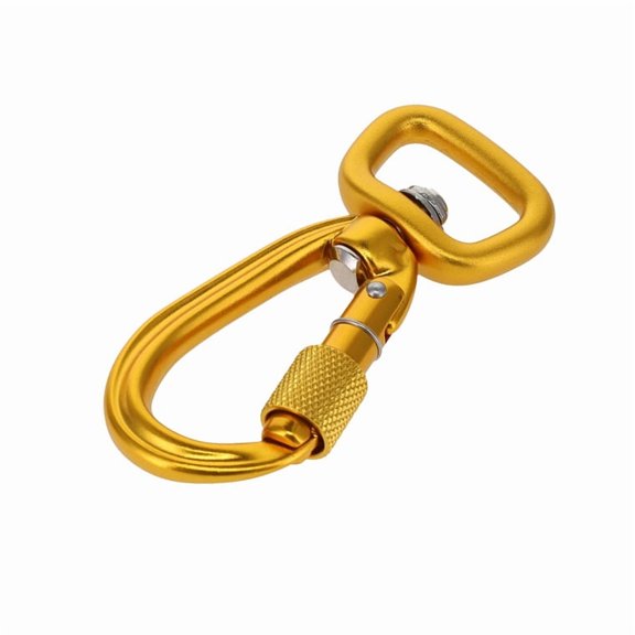 C5835 Gold Semi-Matte, Screw Lock Swivel Carabiner, Aluminum