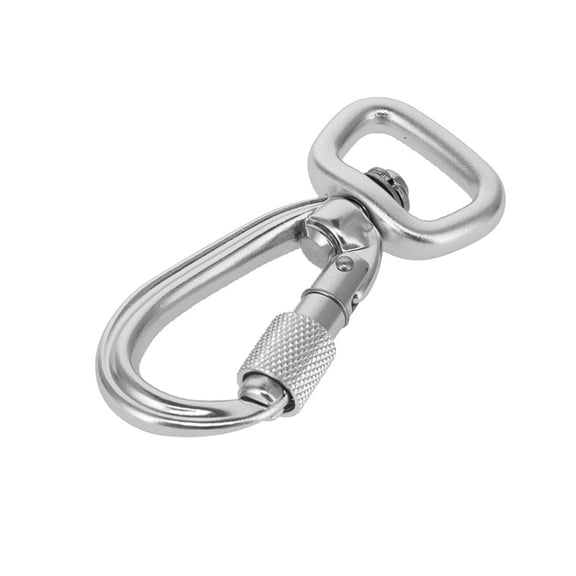 C5835 Silver Semi-Matte, Screw Lock Swivel Carabiner, Aluminum