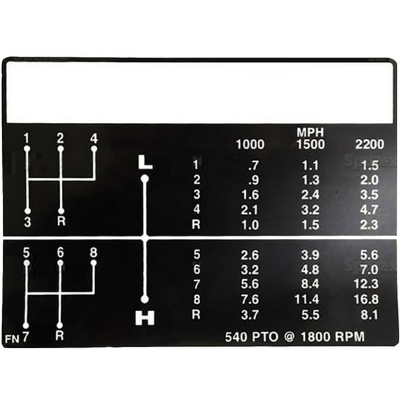 C5NN7B292FN 8 Speed Shift Pattern Decal Fits Ford/New Holland