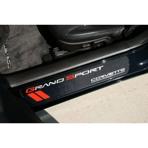 C6 Corvette Door Sill Plates - Carbon Fiber with Grand Sport Logo