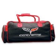 Corvette Duffel Bag Leather with C6 Logo Red & Black