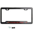 thumbnail image 1 of C6 Corvette License Plate Frame Carbon Fiber Red Script w/Flags & Notched Frame, 1 of 1