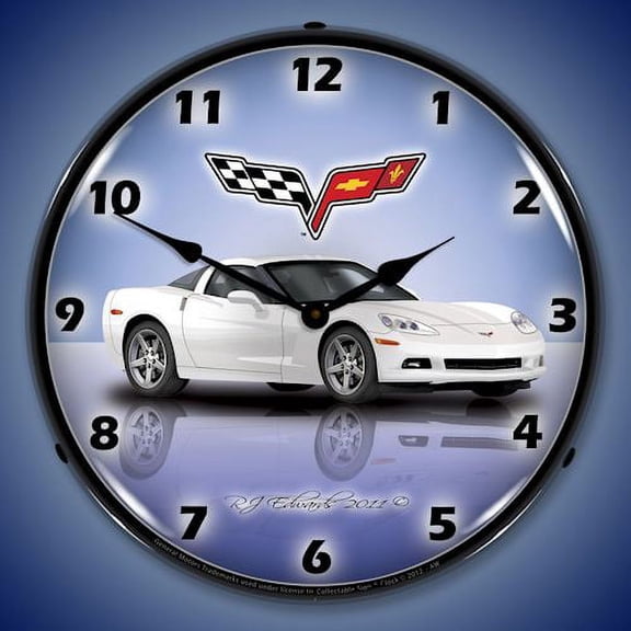 C6 Corvette Lighted Clock - Arctic White