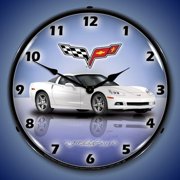C6 Corvette Lighted Clock - Arctic White