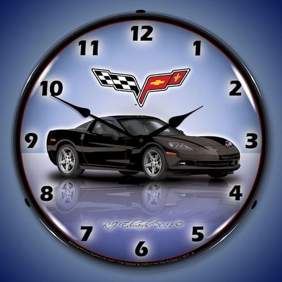 C6 Corvette Lighted Clock - Black