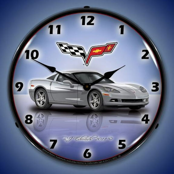 C6 Corvette Lighted Clock - Blade Silver