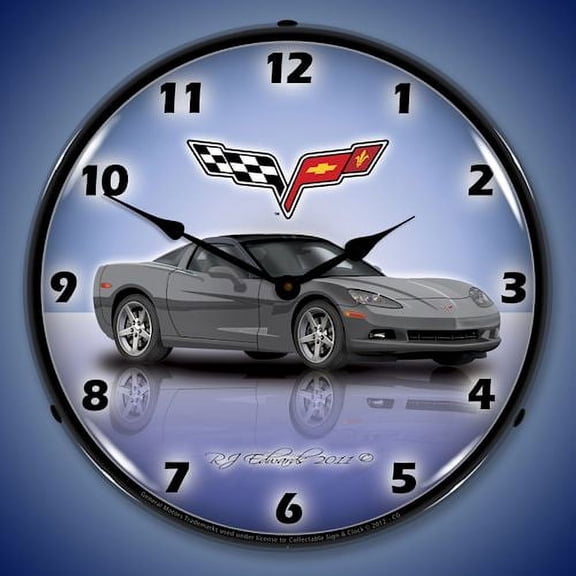 C6 Corvette Lighted Clock - Cyber Grey
