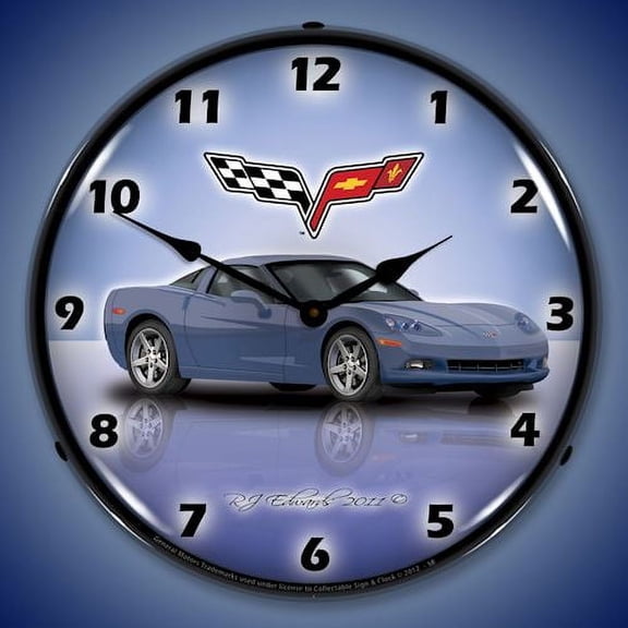 C6 Corvette Lighted Clock - Supersonic Blue