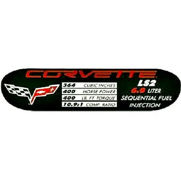 C6 Corvette Spec Data ID Metal Plate Emblem LS2 400HP 05-07