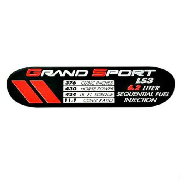 C6 GS Corvette Spec Data ID Metal Plate Emblem LS3 430HP 10-13 Grand Sport