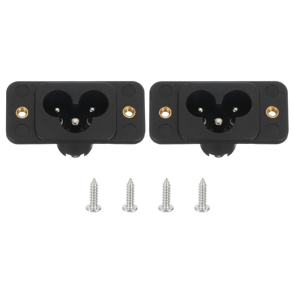C6 Panel Mount Plug Adapter AC 250V 2.5A/5A 3Pins IEC Inlet Module Plug Power Connector Socket Straight with Screws 2pcs