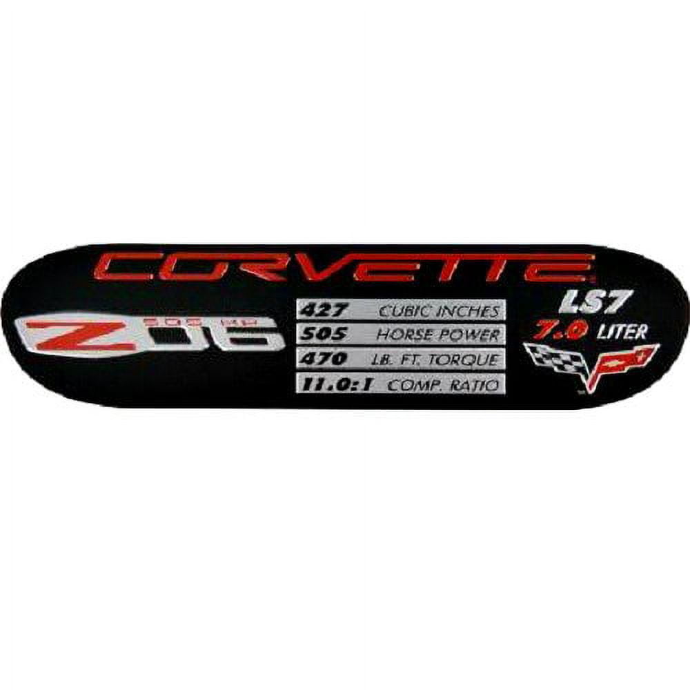 C6 ZO6 Corvette Spec Data ID Metal Plate Emblem LS7 505HP 06-13 Z06 ...