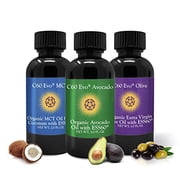 C60 Evo Organic Antioxidant Sampler Set - Olive, Avocado & MCT Coconut Oils, 2 oz Pack of 3