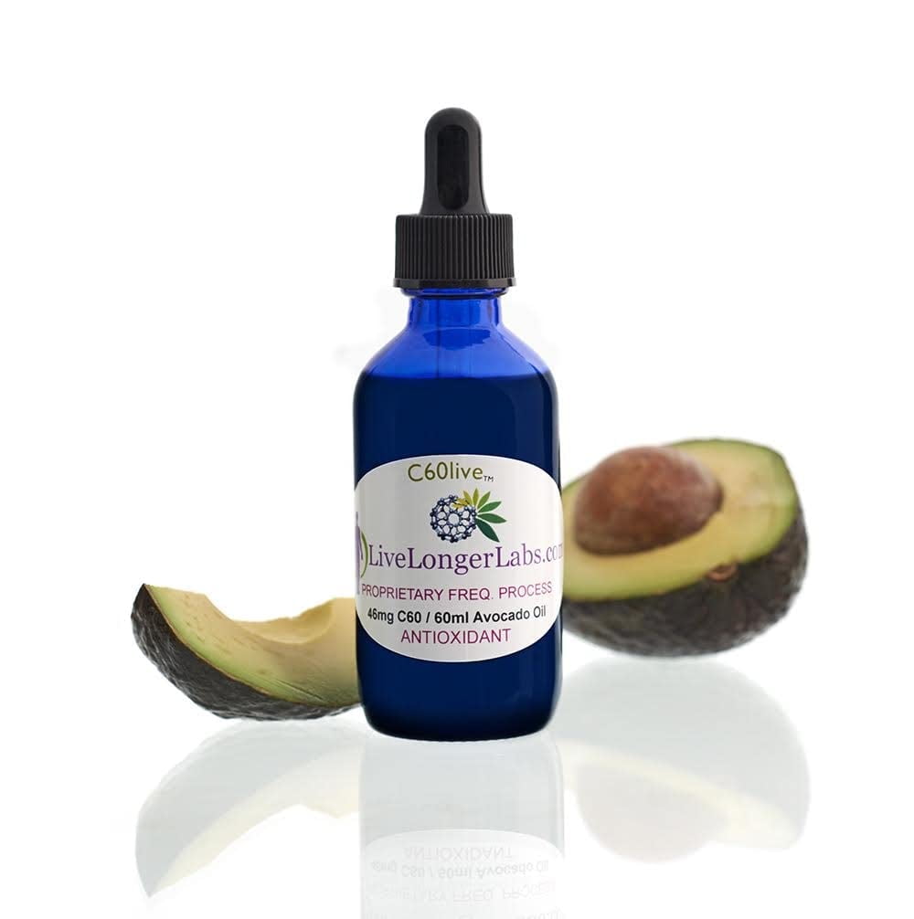 C60live - Carbon 60 (Fullerene) Avocado Oil - Antioxidant Supplement - For Longevity & Overall Health - All Natural & Organic - C60 - Extra Virgin Avocado Oil - 2oz Dropper