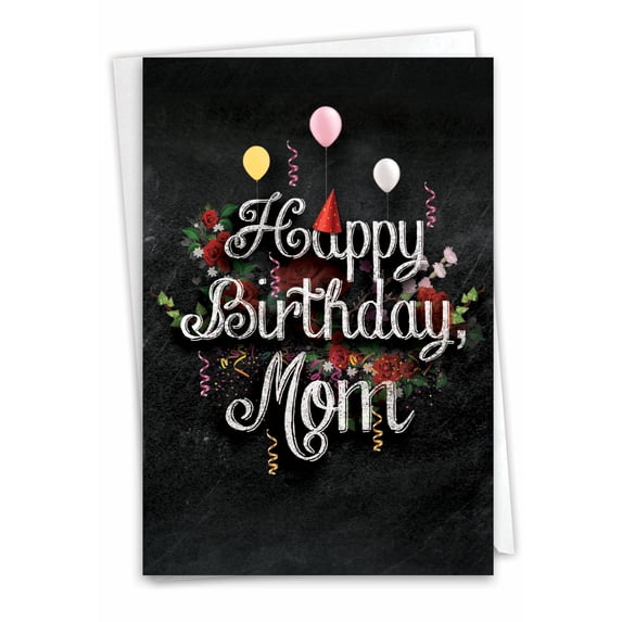 C6479CBMG Hilarious Birthday Mother Card 'Chalk and Roses - Birthday' with Envelope by NobleWorks