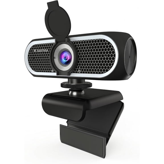 C65 4K Webcam for PC with Autofocus, USB Webcam with Noise-Reducing Mic, Auto White , Low Light Correction, Shutter, Tripod Included, Streaming Camera for Laptop Desktop Zoom Teams