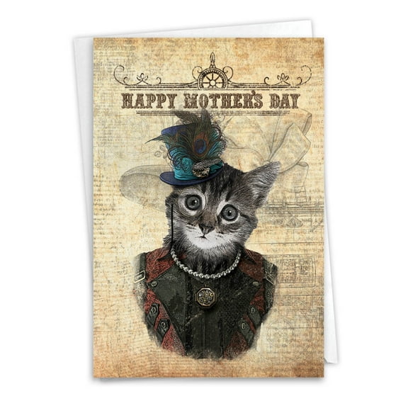 C6554DMDG Humorous Mother's Day Card 'Steampunk Cats' with Envelope by NobleWorks