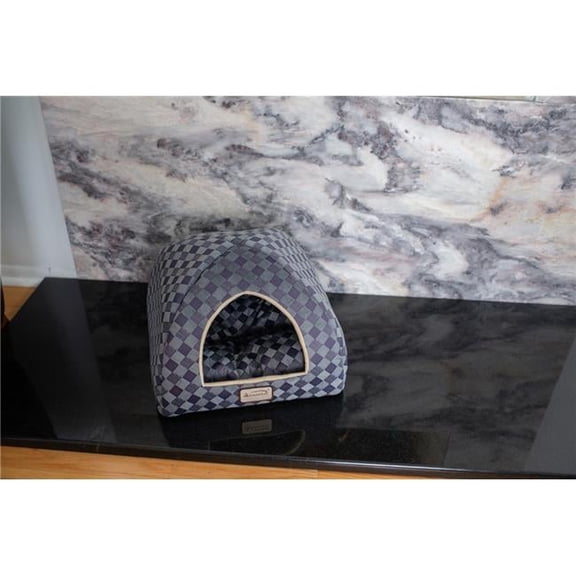 C65HHG-LS Purple Gray Combo Checkered Pattern Cat Bed