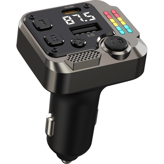 C68 Car MP3 Player, PD30W Fast Car Charger, Bluetooth 5..3 FM Transmitter, Handsfree Call, Metal Build