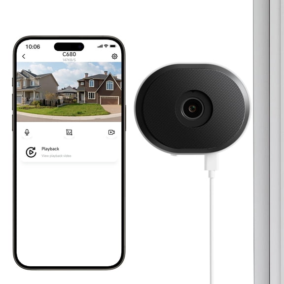 ZOSI C680 3MP 2K Window Security Camera with Full Color Night Vision, Indoor Plug-in WiFi Camera for Home Security, AI Human Vehicle Detection, 2.4/5GHz WiFi, 24/7 Recording, 2 Way Talk, Easy Install