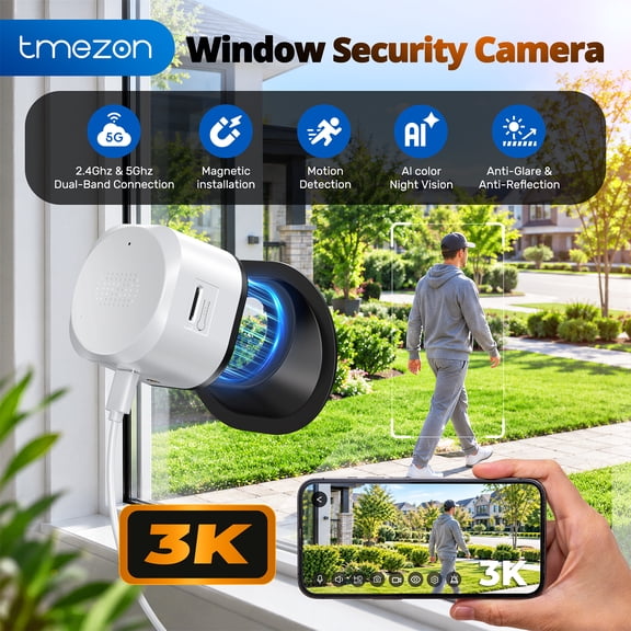 C691 Magnetic Mount 3K AI Security USB Camera, 105 Wide Horizontal Viewing Angle, AI Night Vision, HDR Anti-Glare Anti-Reflection, 24/7 Continuous Recording, Motion Detection