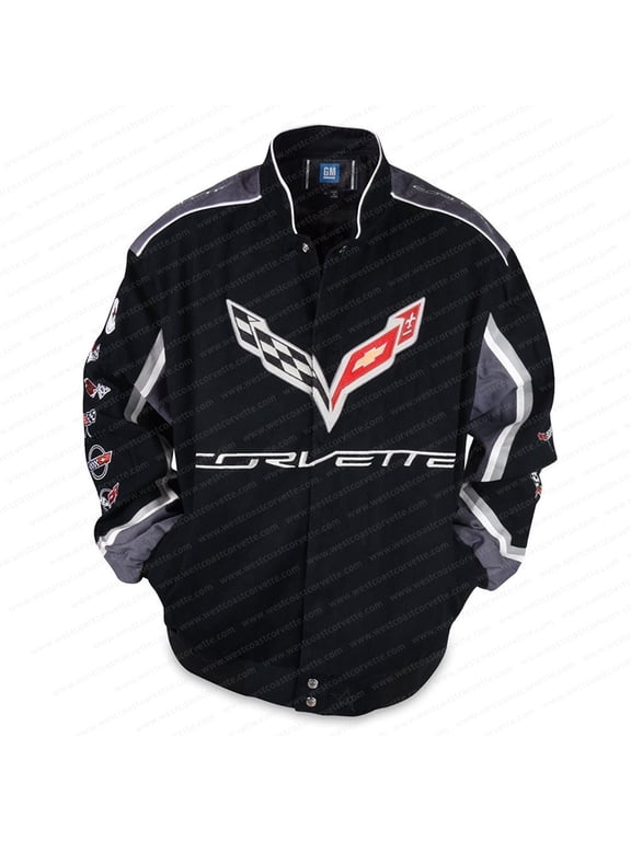 C7 Corvette All Logo Collage Twill Jacket - Black : C1, C2, C3, C4, C5, C6, C7 Small