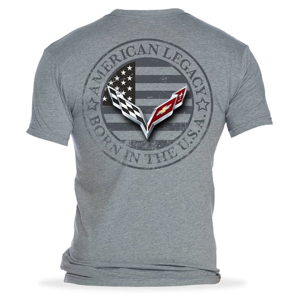 C7 Corvette Born in The USA American Legacy Men's T-Shirt/Heather Gray Large