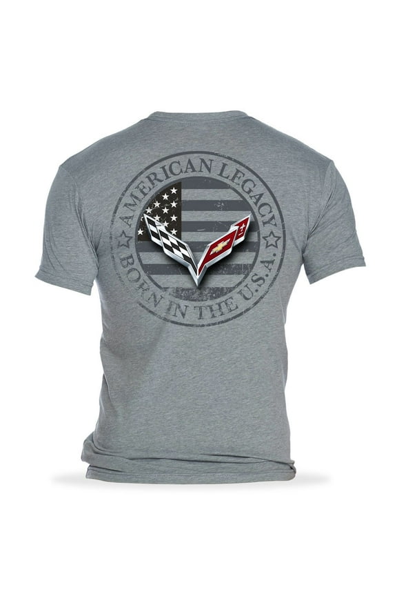 C7 Corvette Born in The USA American Legacy Men's T-Shirt/Heather Gray XX-Large