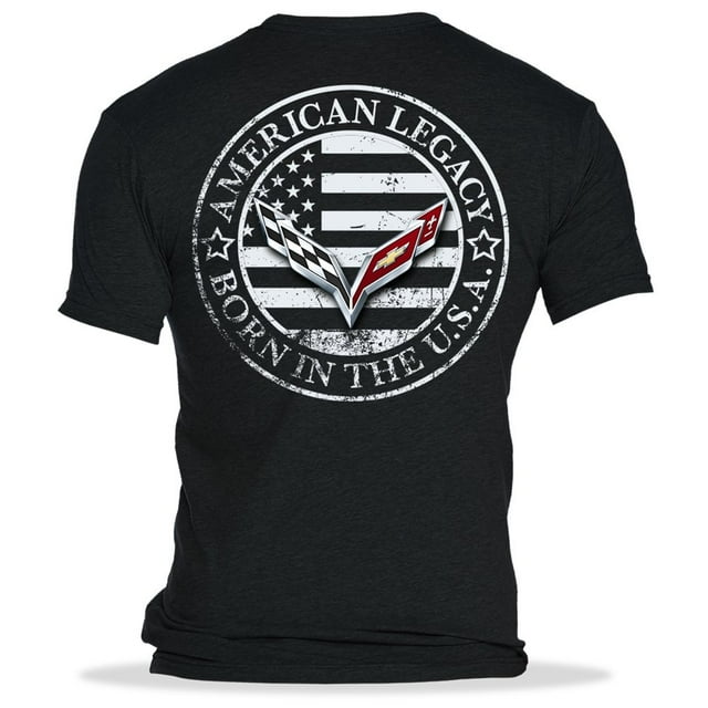 C7 Corvette Born in The USA American Legacy Men's T-Shirt Large, Black