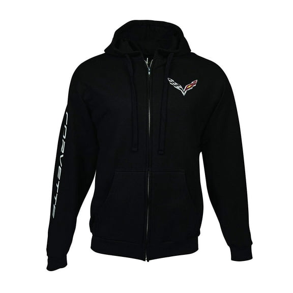 C7 Corvette Born in The USA American Legacy Zip Up Hoodie Jacket - Black Large