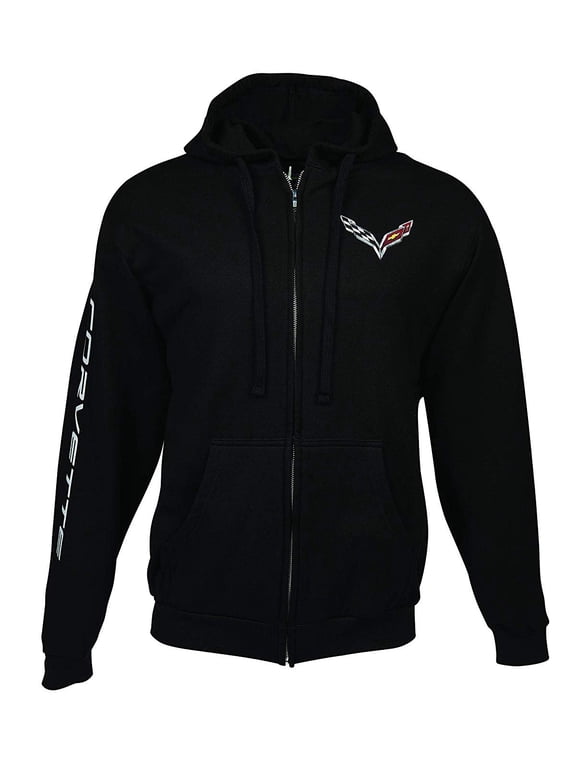 C7 Corvette Born in The USA American Legacy Zip Up Hoodie Jacket - Black XX-Large