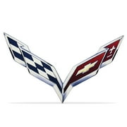 C7 Corvette Crossed Flags Metal Wall Sign 6 x 4