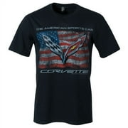 C7 Corvette Distressed American Flag Black T-Shirt - XXL