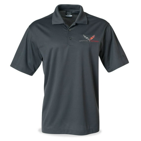C7 Corvette Grand Sport Men's Nike Dri-Fit Polo Gray Anthracite, X-Large