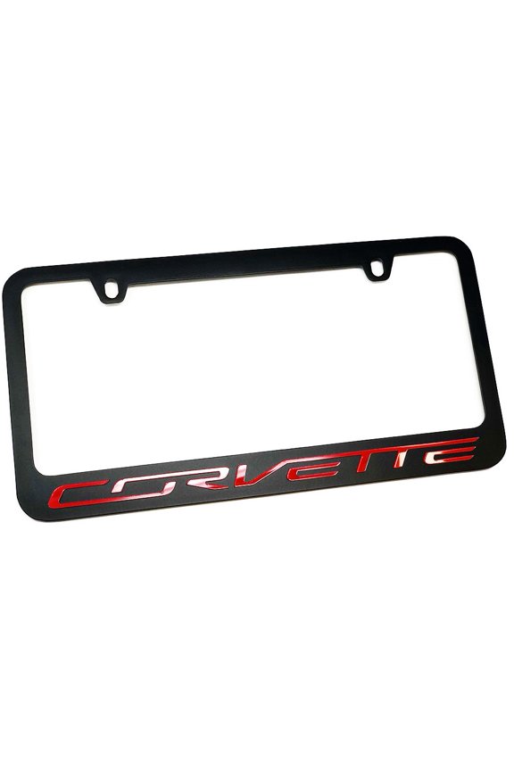 C7 Corvette License Plate Frame - Black w/ Red Script